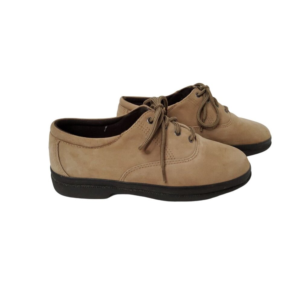 easyspirit womens "sumester" tan suede lace up loafers size 7w.